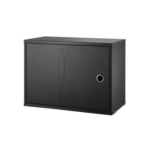 Cabinet with swing door - black stained ash - L58xP30xH42 cm - String Furniture