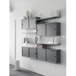 SOLD OUT Cabinet sliding doors - grey - W78xD20xH37 cm - String Furniture