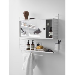 Cabinet avec portes miroir - blanc - L78xP20xH37 cm - String Furniture