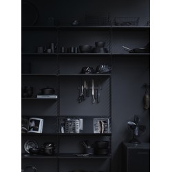 78x30cm - Magazine shelf solid - black stained ash - String Furniture