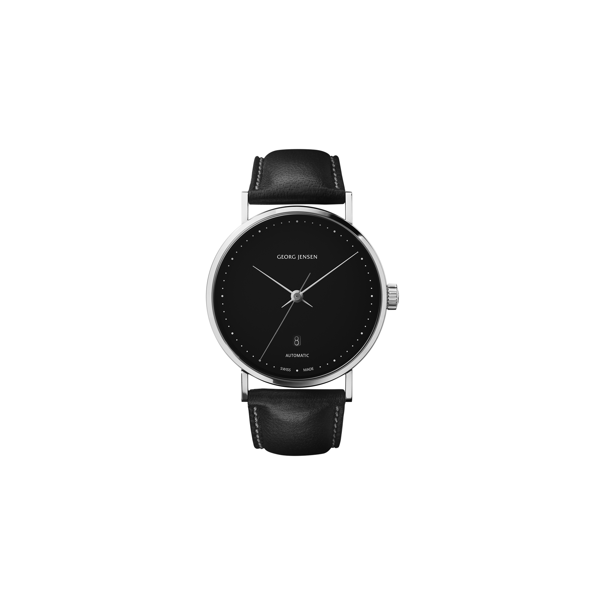 Koppel 41mm - automatique, cadran noir, cuir noir