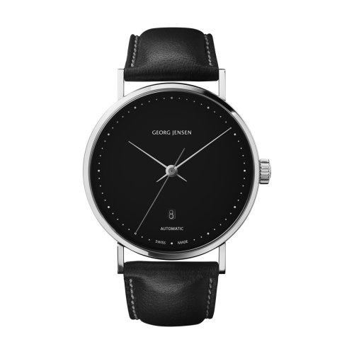 Koppel 41mm - automatique, cadran noir, cuir noir