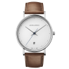 EPUISE - Koppel 38mm - quartz, cadran blanc, cuir marron