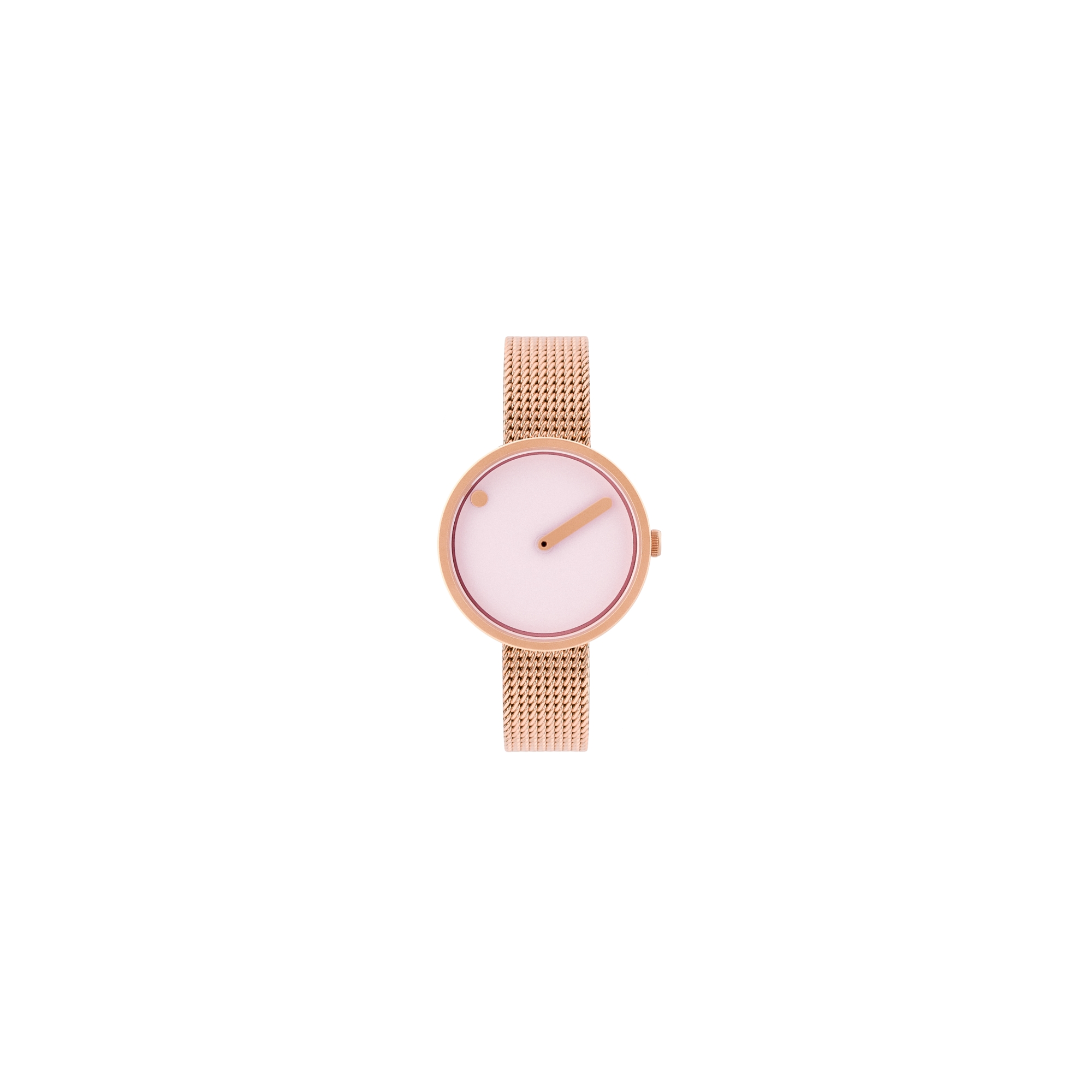 Montre Picto Ø30mm - or rose mat/rose dusty, bracelet maille or rose mat