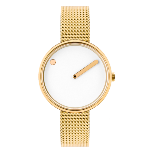 Picto Ø30mm - polished gold/white, matt gold mesh