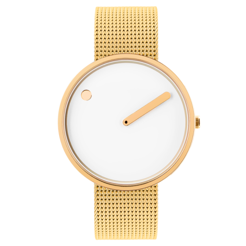 Picto Ø40mm - polished gold/white, matt gold mesh