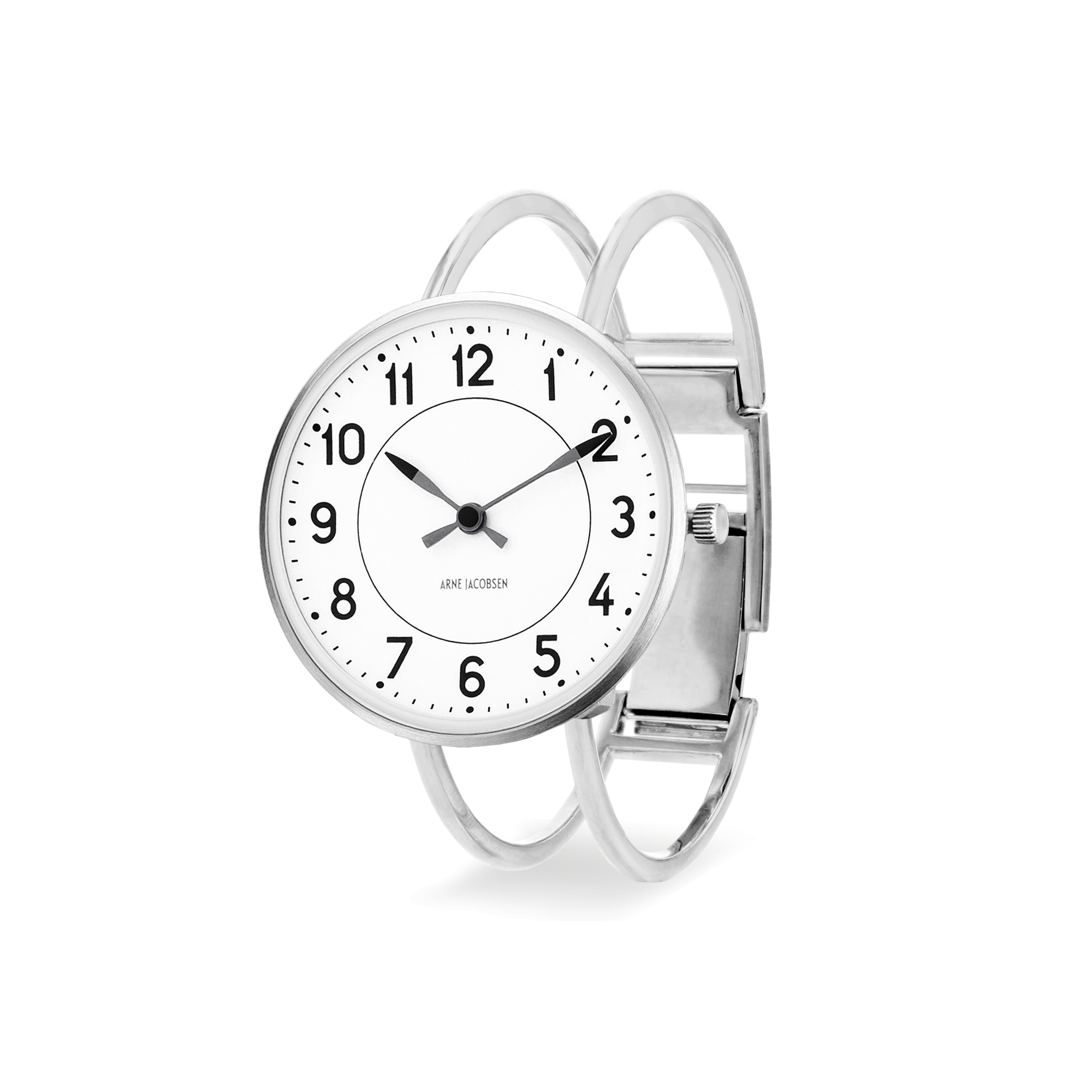 Montre Station - Ø34 mm - acier/blanc, bracelet jonc