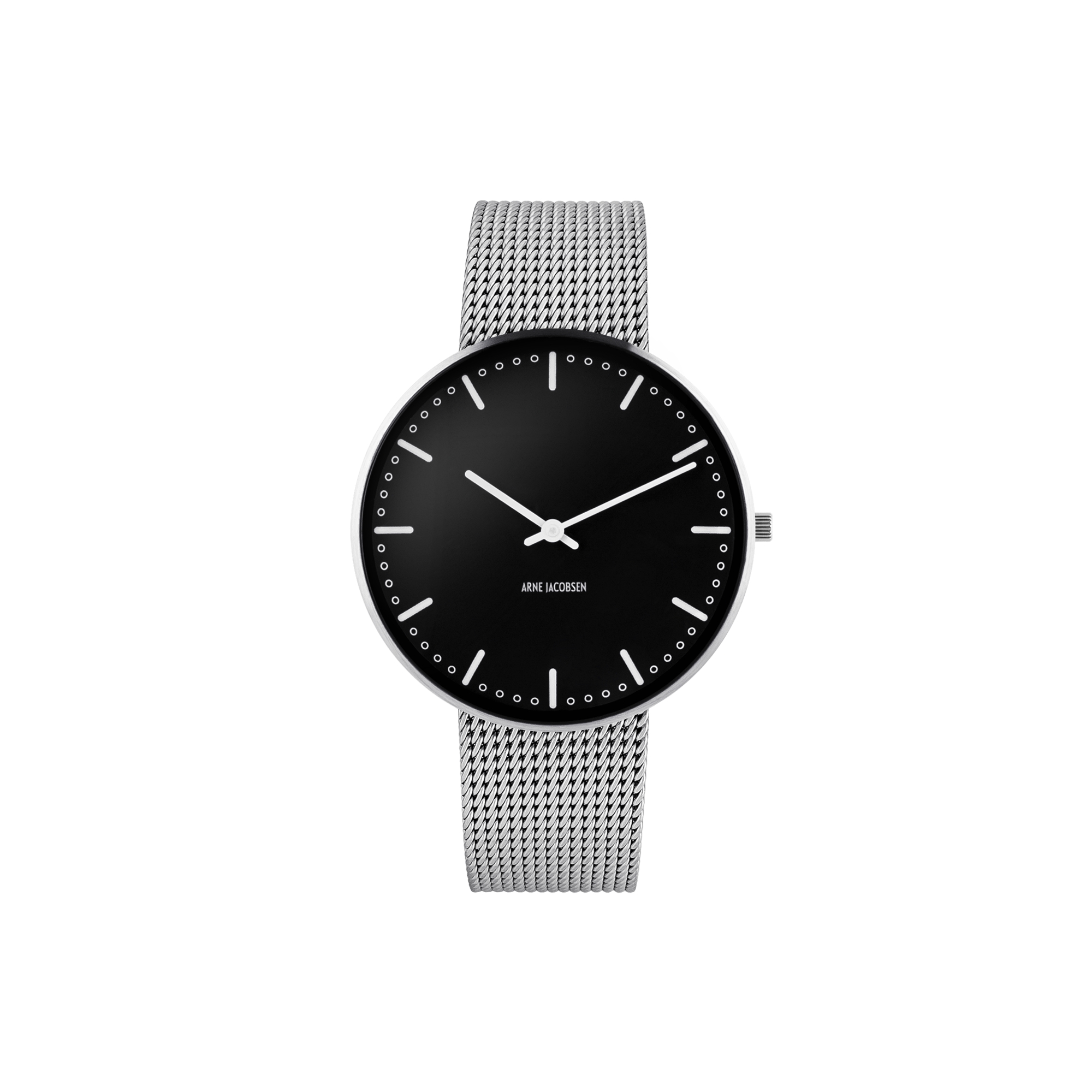 SOLD OUT City Hall watch - Ø40mm - brushed steel/black, steel mesh strap