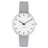 Montre City Hall - Ø34mm - acier brossé/blanc, bracelet maille métallique