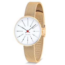 Bankers watch - Ø30mm - Gold/white, mesh band