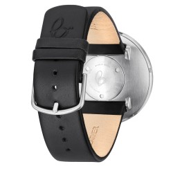 Bankers watch - Ø30, Ø34 or Ø40mm – brushed steel/white, black leather