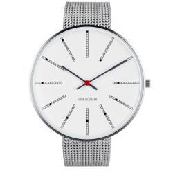 Montre Bankers - Ø30, Ø34 ou Ø40 mm - acier brossé/blanc, bracelet maille acier