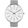 Bankers watch - Ø30, Ø34 or Ø40mm - Brushed steel/white, steel mesh band