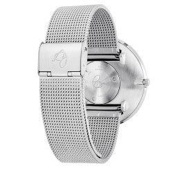 Bankers watch - Ø30, Ø34 or Ø40mm - Brushed steel/white, steel mesh band