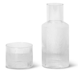 lot petite carafe + verre Ripple transparent - Ferm Living