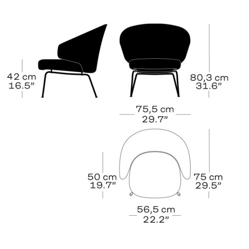 fauteuil Let base métal – SH210 - Fritz Hansen