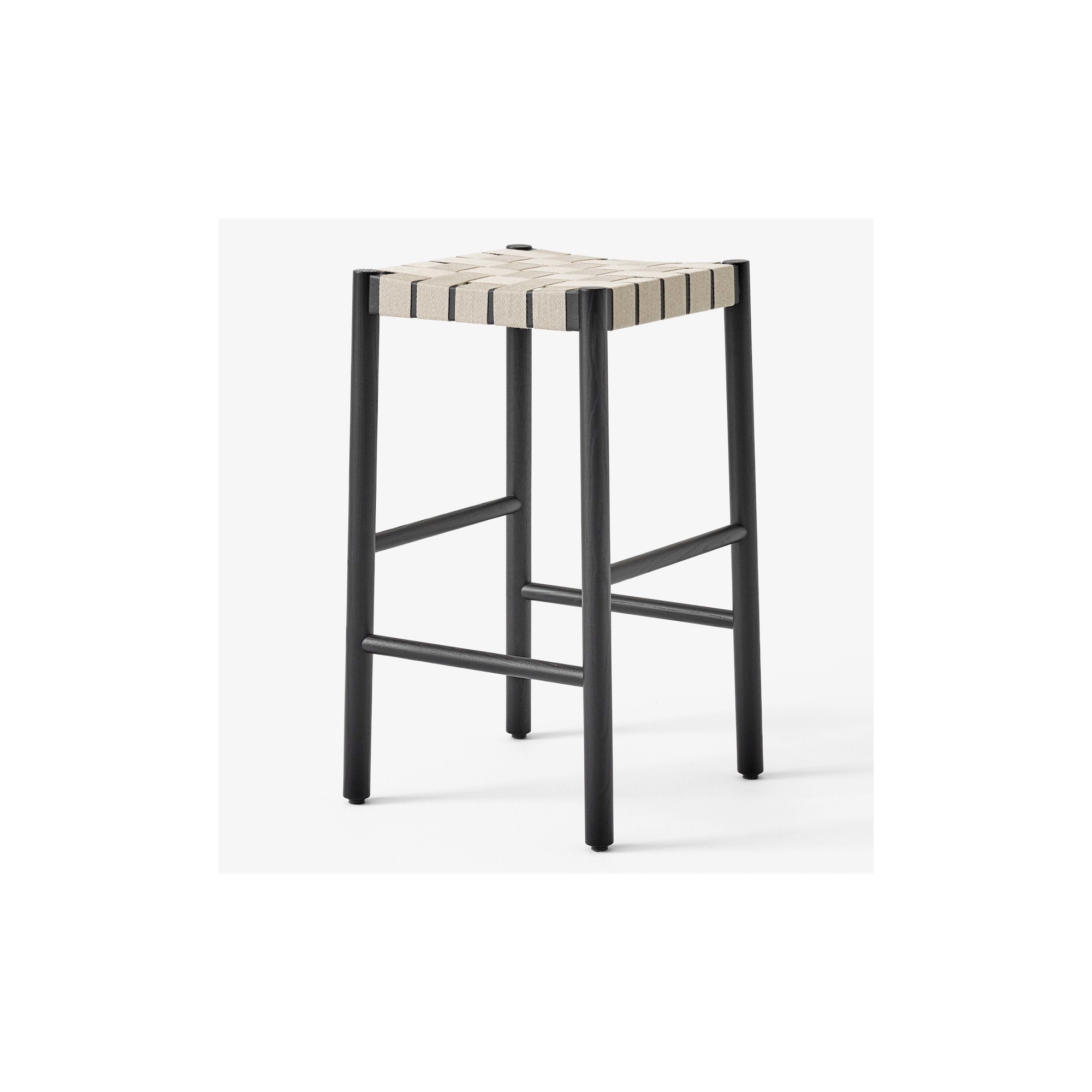 Betty Stool TK7 (H66 cm) – Black / Natural linen - &Tradition