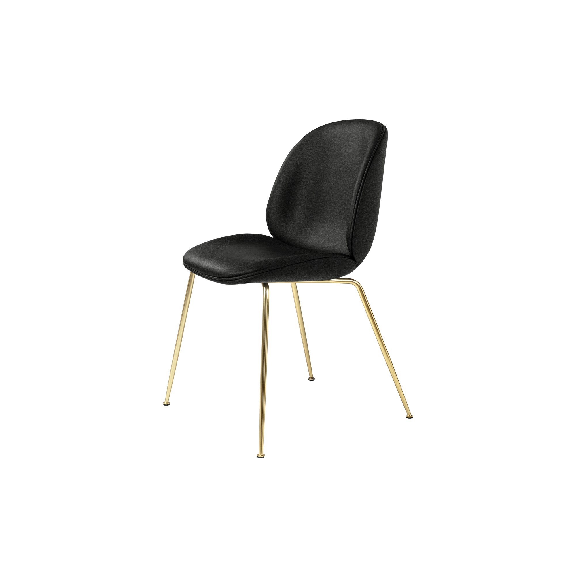 Black Basic leather + semi matt brass base - Beetle Chair - Gubi