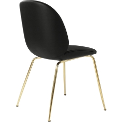 Black Basic leather + semi matt brass base - Beetle Chair - Gubi