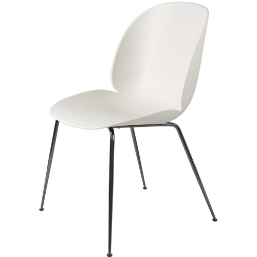 Alabaster white shell - black chrome base - Beetle chair plastic - Gubi