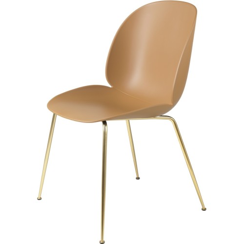 amber brown shell - semi matt brass base - Beetle chair plastic - Gubi