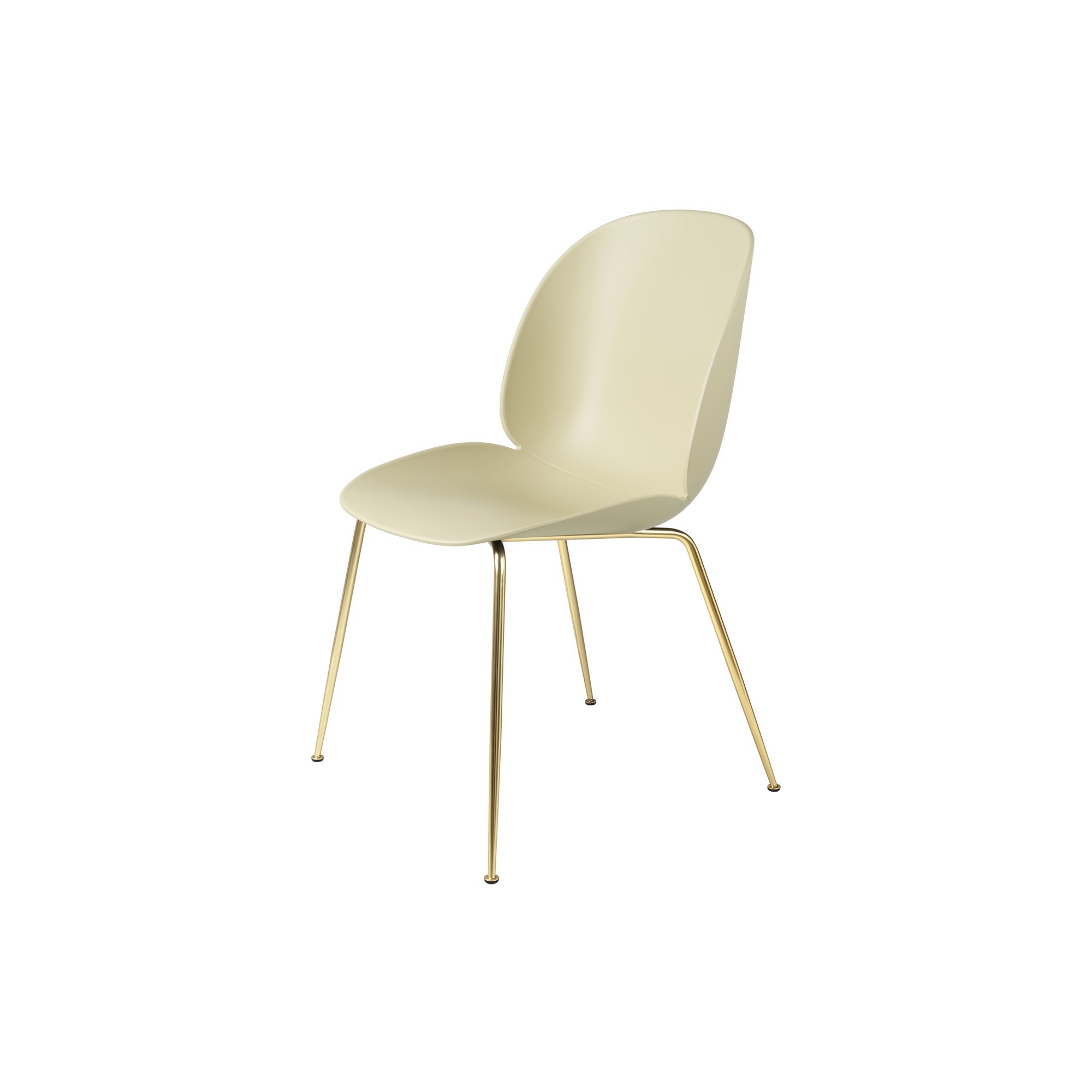 pastel green shell - semi matt brass base - Beetle chair plastic - Gubi