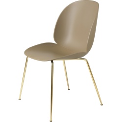 pebble brown shell - semi matt brass base - Beetle chair plastic - Gubi