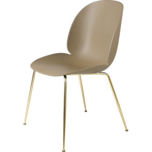 pebble brown shell - semi matt brass base - Beetle chair plastic - Gubi