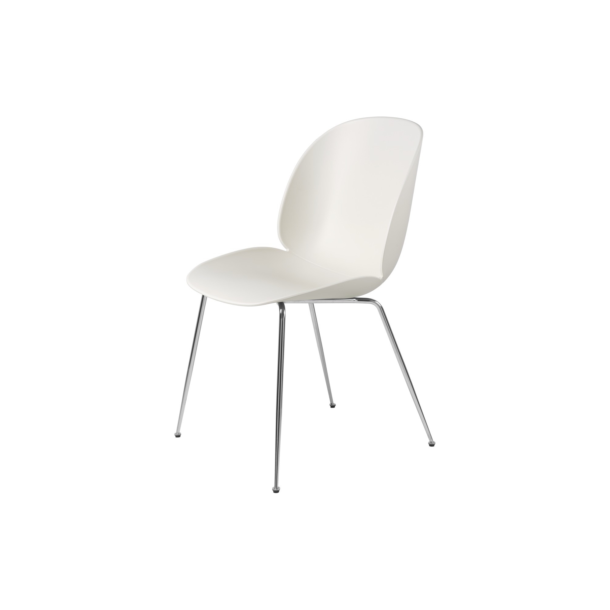 Alabaster white shell - chrome base - Beetle chair plastic - Gubi