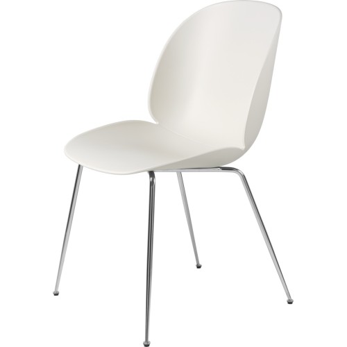 Alabaster white shell - chrome base - Beetle chair plastic - Gubi