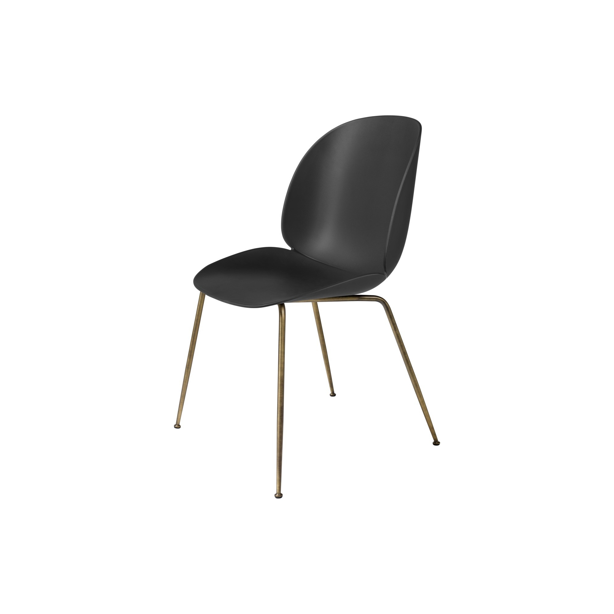 black shell - antique brass base - Beetle chair plastic - Gubi