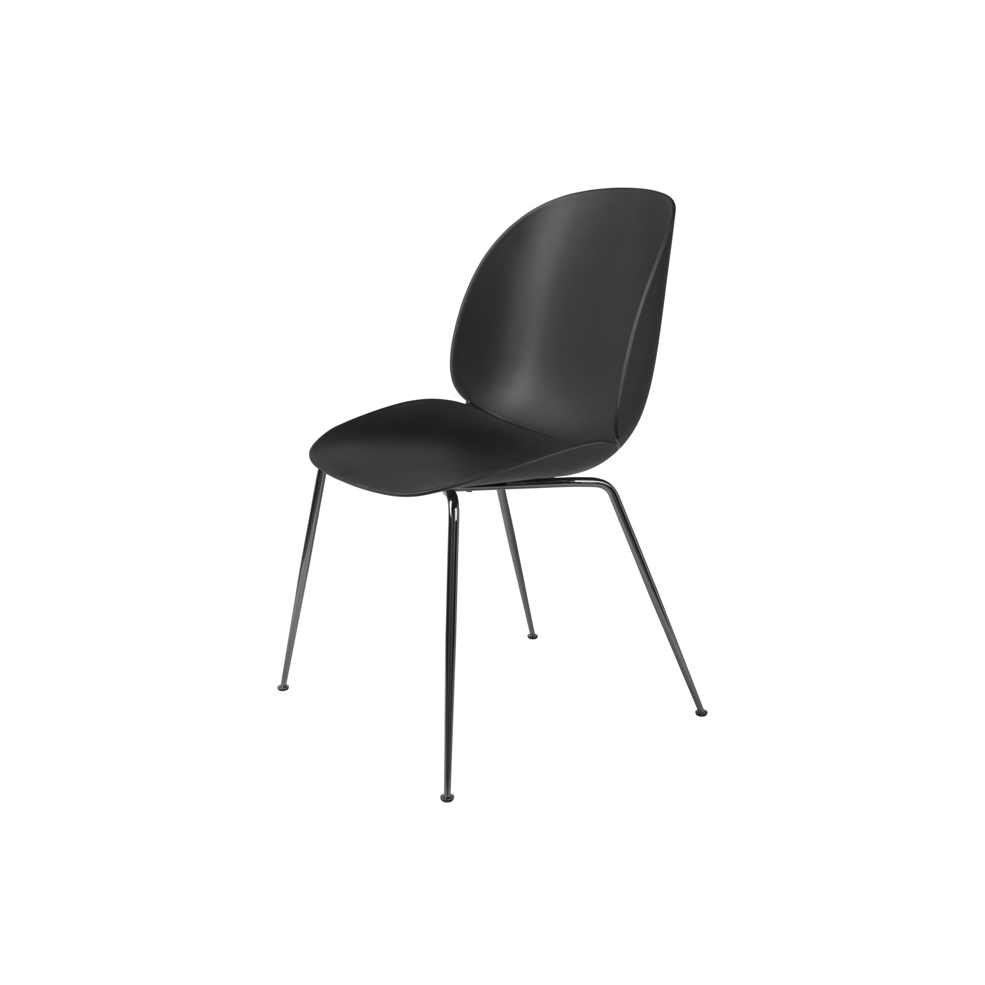 black shell - black chrome base - Beetle chair plastic - Gubi