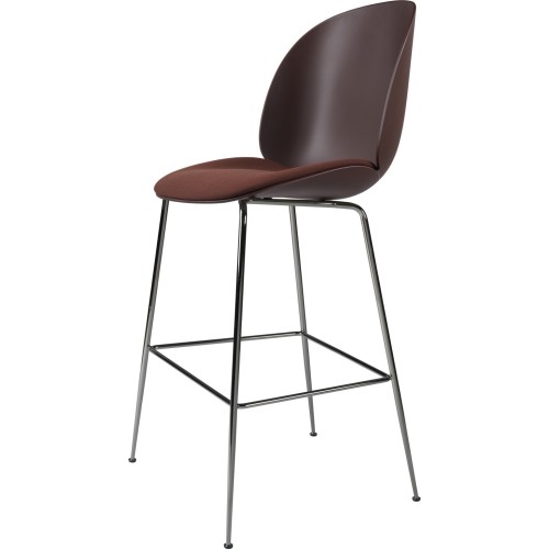 Seat Steelcut 655 + dark pink shell + chrome black base - Beetle Stool H65cm - Gubi