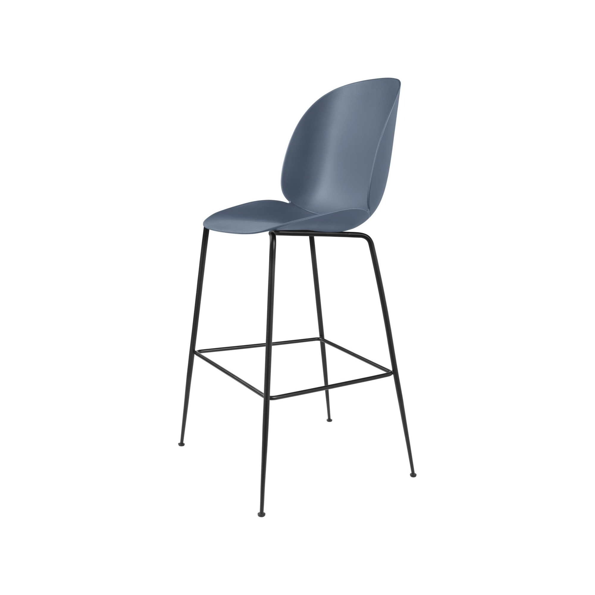 smoke blue shell + black base - Beetle Stool H65cm - Gubi