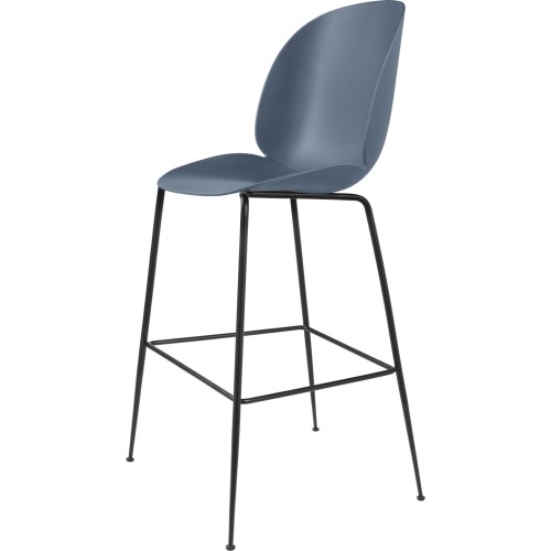 smoke blue shell + black base - Beetle Stool H65cm - Gubi