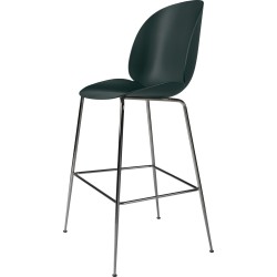 dark green shell + chrome black base - Beetle Stool H65cm - Gubi