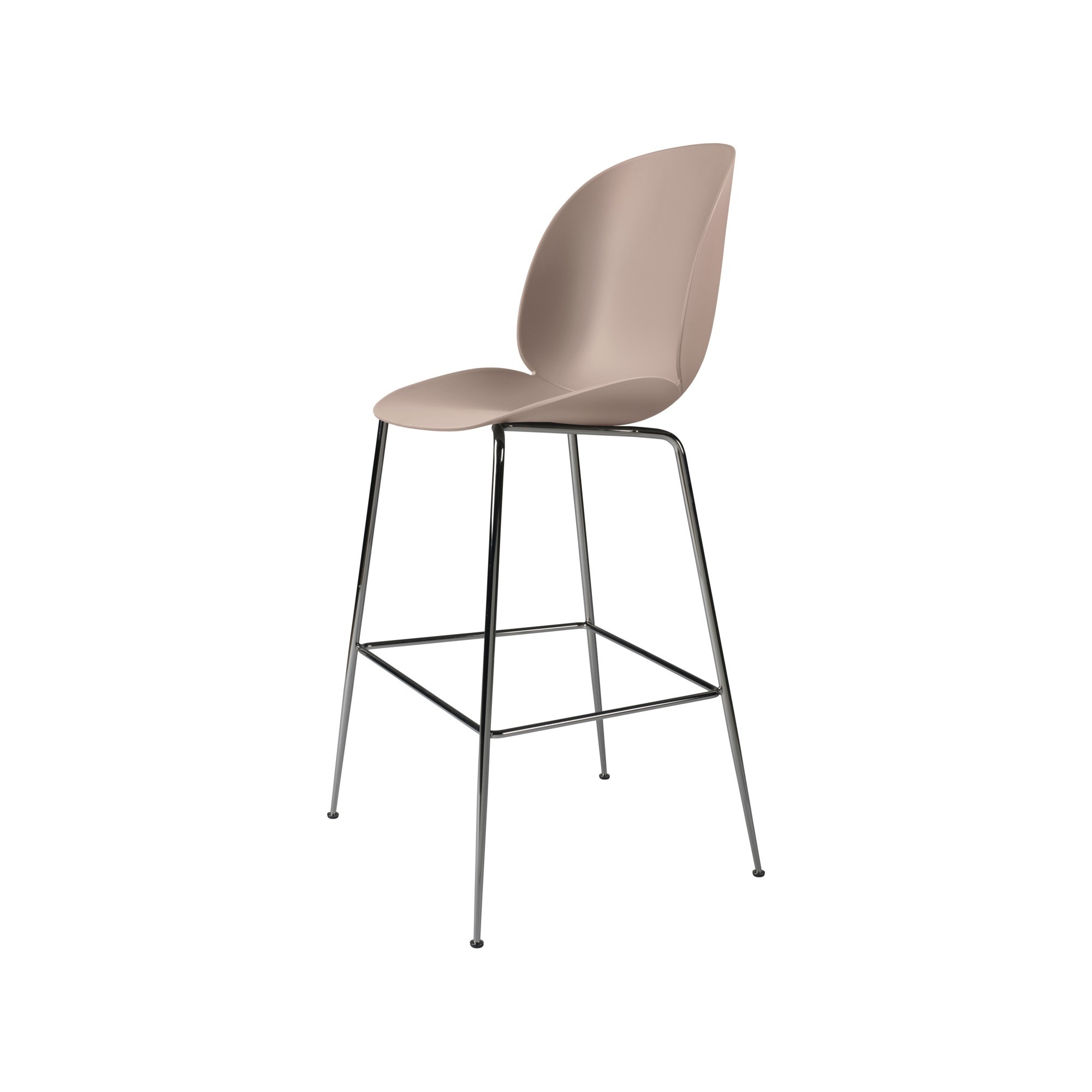 soft pink shell + chrome black base - Beetle Stool H65cm - Gubi