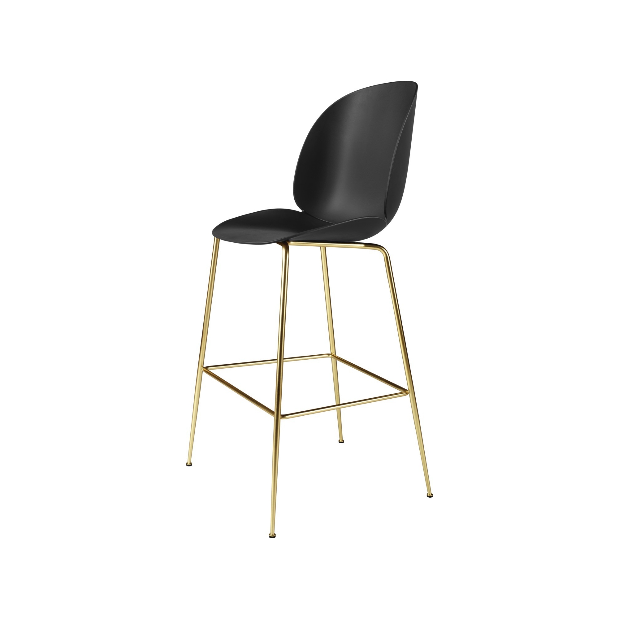 black shell + semi matt brass base - Beetle Stool H65cm - Gubi