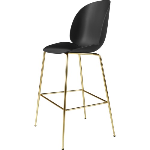 black shell + semi matt brass base - Beetle Stool H65cm - Gubi