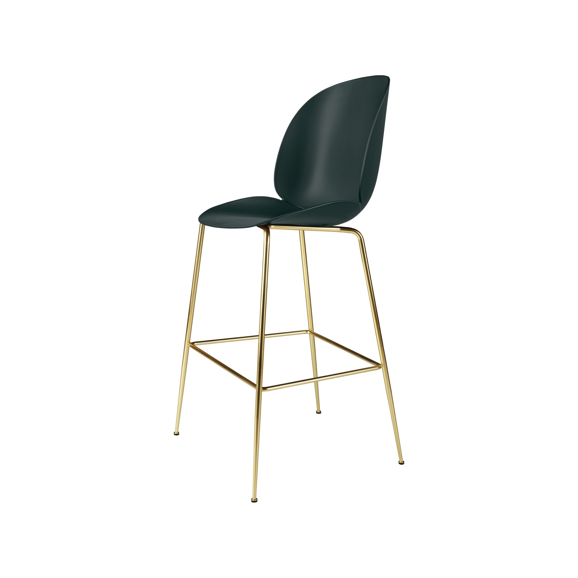 dark green shell + semi matt brass base - Beetle Stool H75cm - Gubi