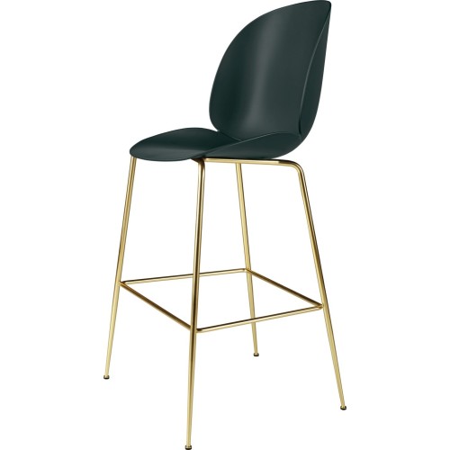 dark green shell + semi matt brass base - Beetle Stool H75cm - Gubi