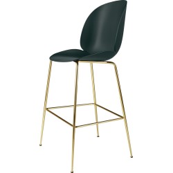 dark green shell + semi matt brass base - Beetle Stool H65cm - Gubi