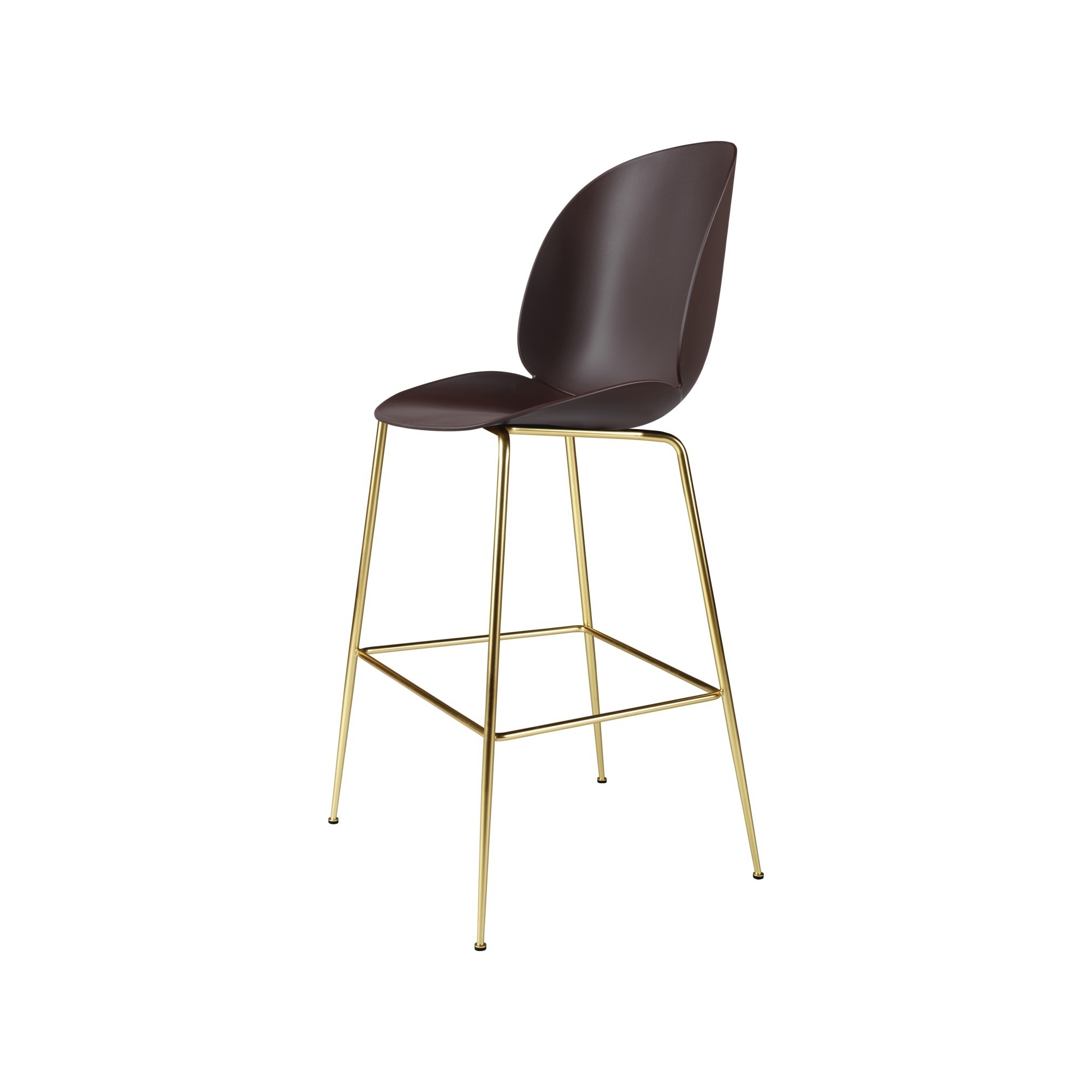 dark pink shell + semi matt brass base - Beetle Stool H65cm - Gubi