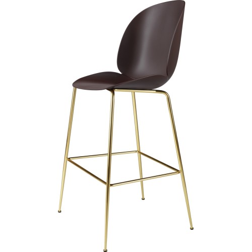 dark pink shell + semi matt brass base - Beetle Stool H65cm - Gubi