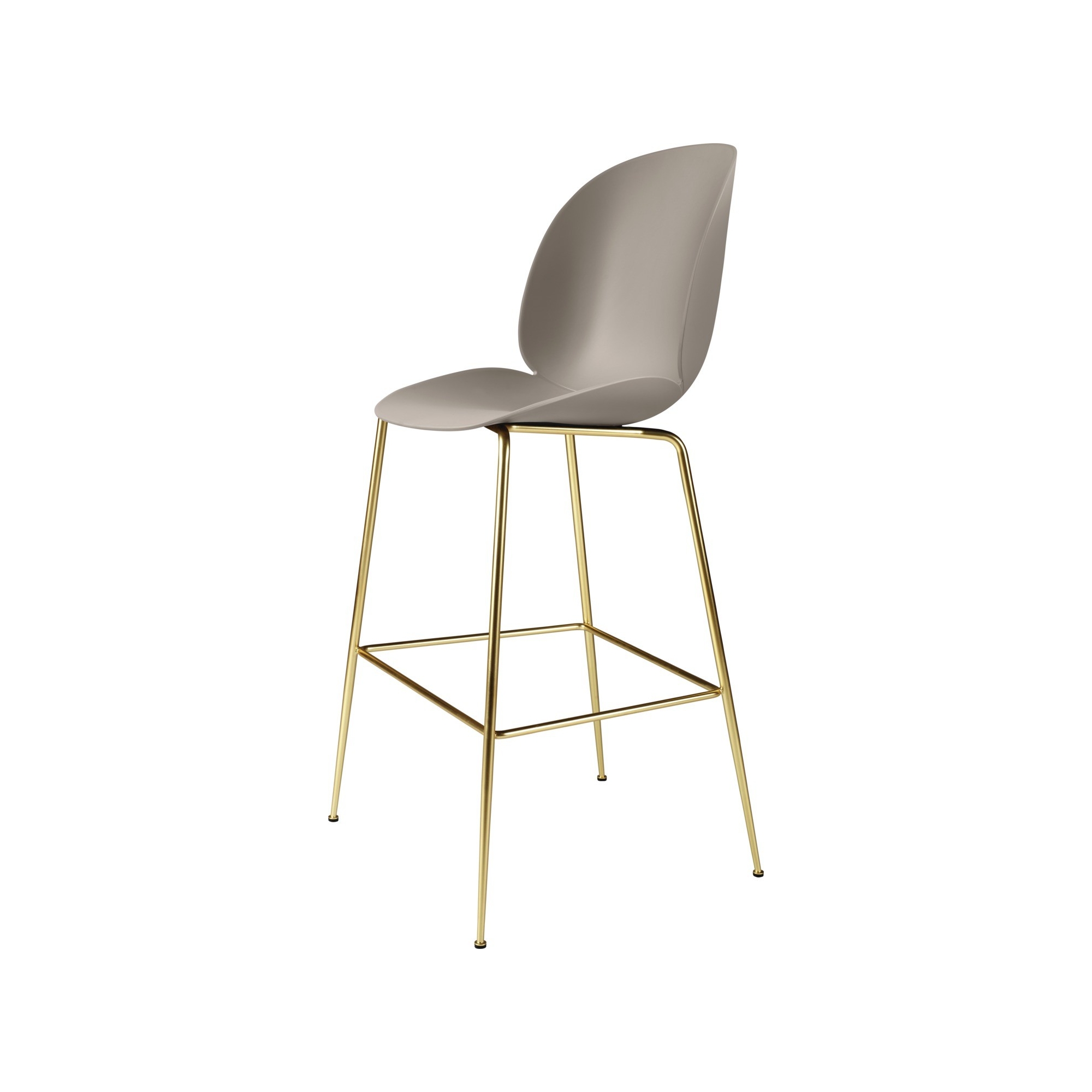 new beige shell + semi matt brass base - Beetle Stool H75cm - Gubi