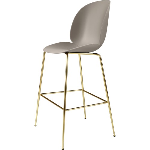 new beige shell + semi matt brass base - Beetle Stool H75cm - Gubi