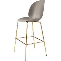 new beige shell + semi matt brass base - Beetle Stool H65cm - Gubi