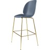 smoke blue shell + semi matt brass base - Beetle Stool H65cm - Gubi