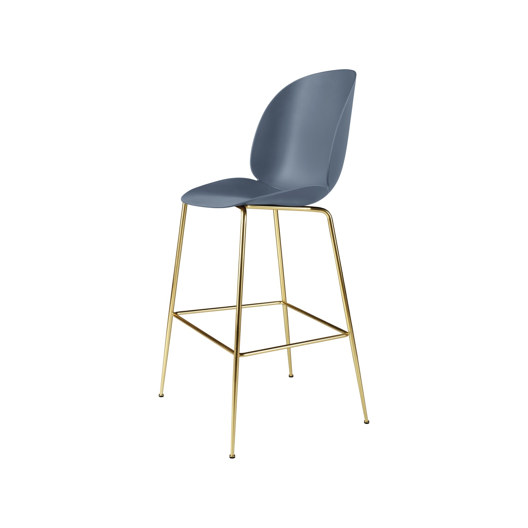 smoke blue shell + semi matt brass base - Beetle Stool H75cm - Gubi