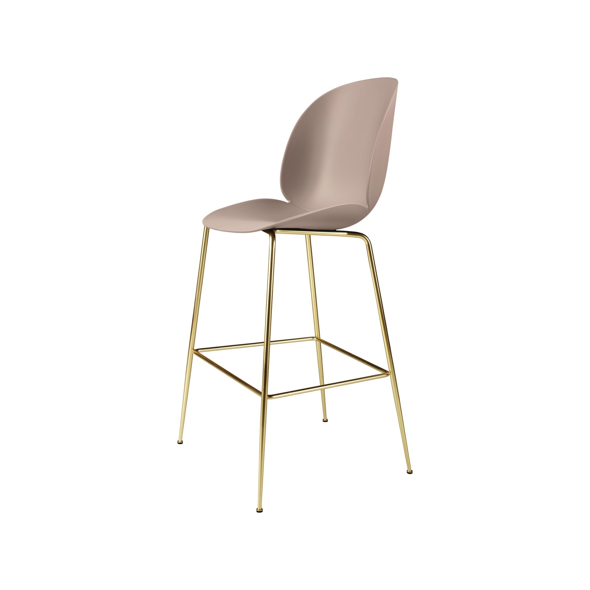 soft pink shell + semi matt brass base - Beetle Stool H75cm - Gubi